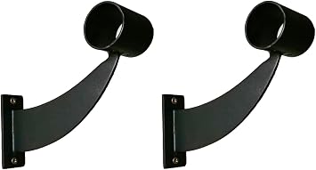 Collared Ballet Brackets Single Pair Fixed Height Wall Mount Ballet Barre 2 Brackets Included for 1.5" to 1.67" Diameter for Wooden Ballet Barre Dowels Black Premium Edition