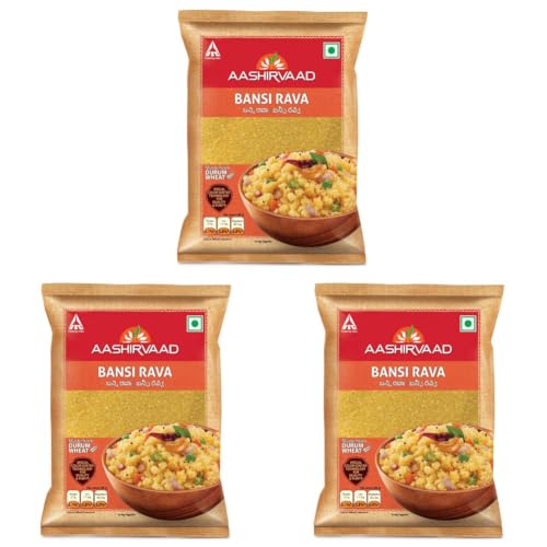 Image of Aashirvaad Bansi Rava, 500g - Color sorted for quality and purity (Pack of 3)