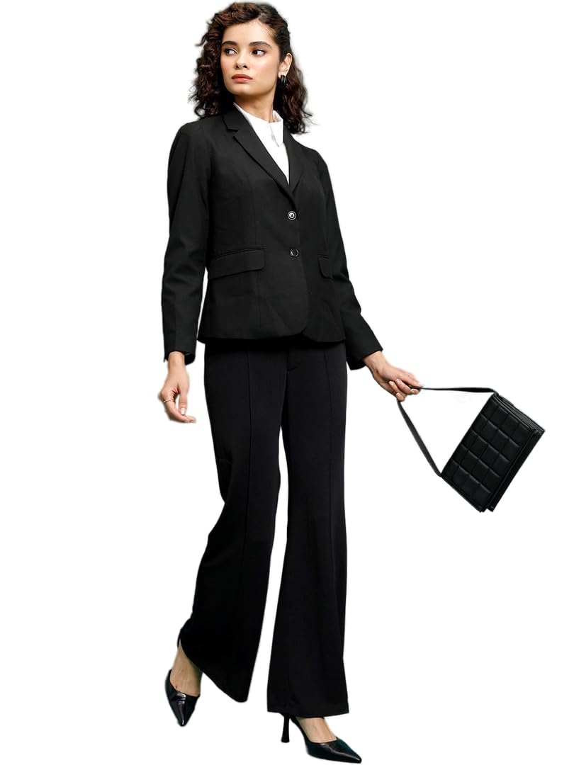Stylish Regular Fit Black Casual Formal Blazer for Women's-image-12