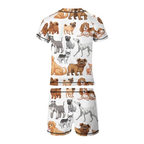 Many Cute Dogs of Different BreedsChildren's Swimsuits Boys Two Piece Suit8-10Y（130cm）3