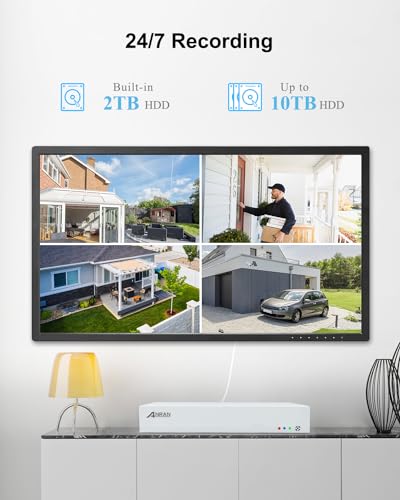 ANRAN 4K POE CCTV Camera System, 8CH NVR with 2TB HDD for 24/7 Recording, 4×8MP PTZ Home Security Cameras Outdoor Indoor, Auto Tracking, Person/Vehicle Detection, Color Night Vision, Siren, ONVIF - Image 6
