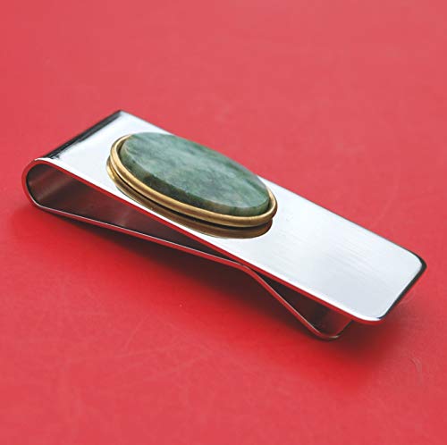 Gorgeous Wyoming Green Jade 25x18 mm Cabochon Solid Brass Silver Money Clip New - Wyoming's Official State Gemstone3
