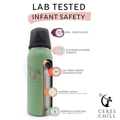 ceres chill og breastmilk chiller reusable storage container up to 34 oz - bottle cooler keeps milk at safe temperatures for up to 20 hours connects wmost pumps zen green