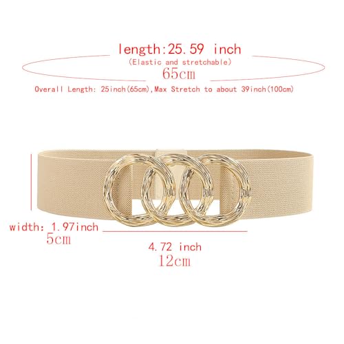 YOU&M Women's Stretch Chic Elastic Corset Waist Belt with Gold Buckle Comfort for Dress Belt Wedding3