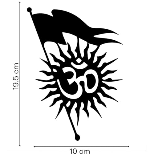 Image of KREEPO Pack of 2 Om & Flag Religious Self-Adhesive Vinyl Car Decal Sticker for Exterior Use| Dashboard| Windshield (Black)