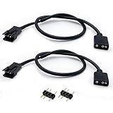 Jstincal 11.8 Inch 2-Pack ARGB Extension Cables, 5V 3-Pin to JST SM 3Pin Male, Compatible with +5V 3Pin Digital Addressable RGB Motherboard Header