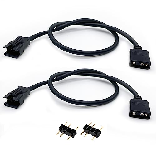 1-to-1 ARGB Extension Cable, 5V 3-pin to JST SM 3Pin Male Adapter Cable, 5V 3-Pin Digital Addressable RGB Extension Cable, 1 to 1 Male ARGB Cable, 11.8 Inches, 2-Pack