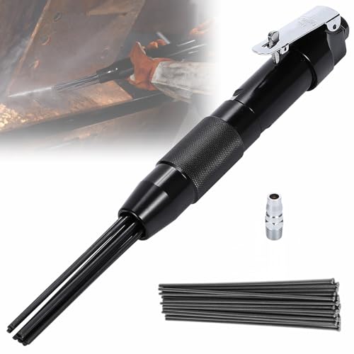 Nakk One 【予備20本ニードル付】 ニードルスケーラー ジェットタガネ スラグ・サビ取り 軽量設計 打撃4000回/分 12本標準装備 【現役溶接工監修】