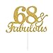 68 & Fabulous Cake Toppers Gold Glitter, Happy 68th Birthday Cake Topper Cheers to 68 Years Old Bday Decoration, Sixty-eight and Fabulous Cake Decorations for 68th Birthday Anniversary Party
