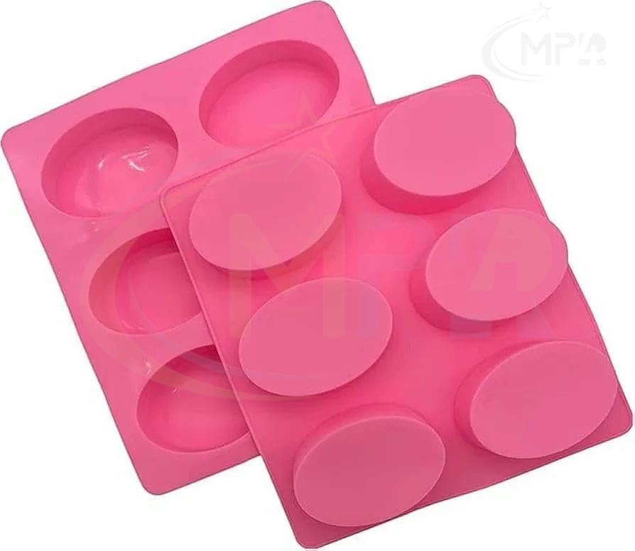 Silicone Soap Mold | Pink 6 Cavity Oval Shape Soap Moulds for Soap Making | Soap Making Kit | Soap Base Mould for Soap Bar, Resin, Chocolate, Cheesecakes (Pink - PK1)-image-44