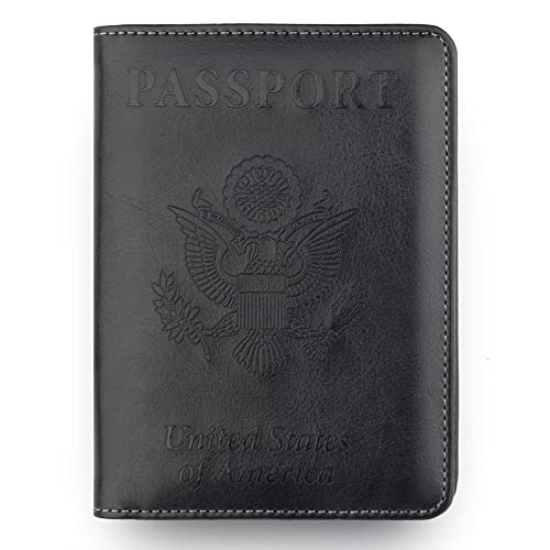 Passporr Cover for Men Women - Rfid Blocking Leather Passport Holder Travel Wallet for US Passport By Talent (Black)