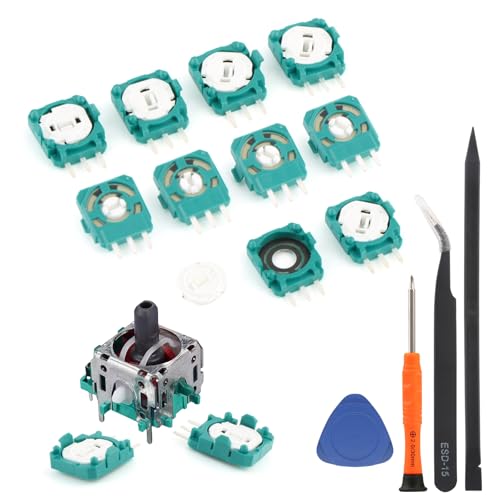 10 Stück für PS5 Potentiometer Ersatz für Sony PlayStation 5 Trim Pot Widerstand 2K3 Ohm Trimmer Thumbstick Modul Sensor für ALPS Analog Joystick Zubehör Reparatur Teile mit Werkzeug(Grün)