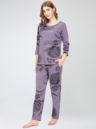 Image of ZEYO Night Suit for Women's Printed Cotton Night Dress of Top and Pajama Set (Available in Plus Size)