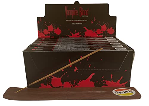 Govinda-Incense-Stick-Holder-Bundle-with-Nandita-Incense-Sticks-12-Boxes-x-15-Grams-Vampire-Blood