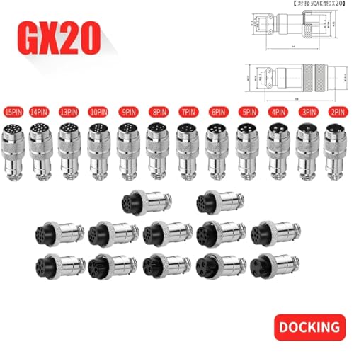 Conector de aviación GX20 de 2 polos para unión docking aérea 4