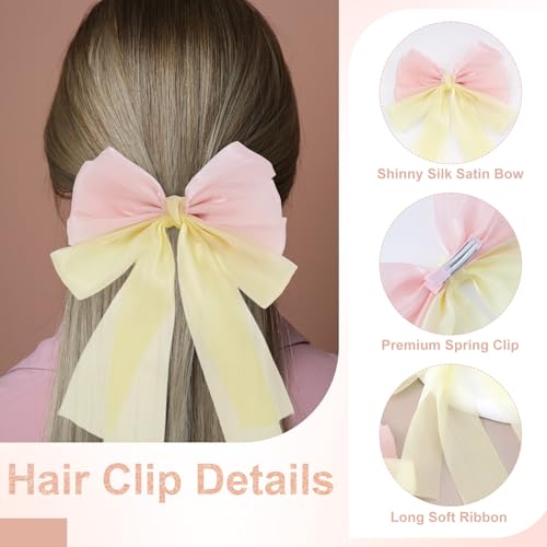 Set de 2 pinzas grandes de lazo para cabello rosa amarillo miniatura 4