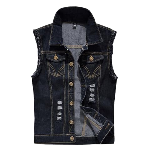 Image of MYtodo Unisex Casual Plus Size Sleeveless Denim Slim Vest Waistcoat