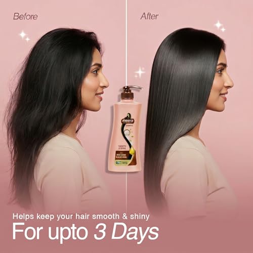 Image of Meera Smooth & Shine Shampoo with Rice Kanji & Aloe Vera | Up to 72 Hours Smooth & Shiny Hair | Nourishes & Softens Hair | Suitable for Men & Women | 650ml