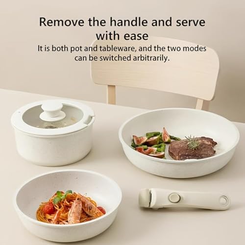 Gourmetific Cookware Set, 11 Piece Nonstick Maifan Cookware Set with Detachable Handle, Ceramic Pots and Pans Set Non Stick, for Induction Dishwasher Oven – Image 5