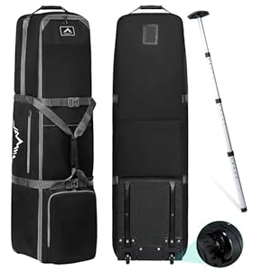 Golf Travel Bag with Adjustable Support Rod, 900D Heavy Duty Oxford Fabric Golf Travel Case for Airlines with Wheels