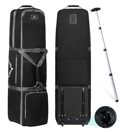 GoHimal Golf Travel Bag with Adjustable Support Rod, 900D Heavy Duty Oxford Fabric Golf Travel Case for Airlines with Wheels