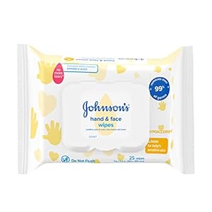 Johnson’s Hand & Face Baby Sanitizing Cleansing Wipes for Travel and On-the-Go, No More Tears Formula, Paraben and Alcohol Free, 25 ct (Pack of 4)