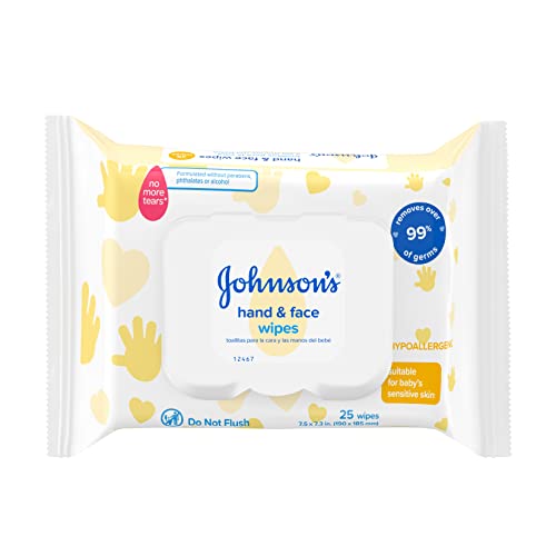 Johnson's Hand & Face Baby Sanitizing Cleansing Wipes for Travel and On-the-Go, No More Tears...