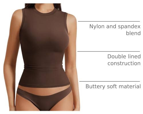 Image of YEOREO Ease Workout Crop Top | Camisole, Basic, Mock Neck, Sleeveless, Double Lined, Tank, Tee, Slim, Fitted, Ruched, Going Out