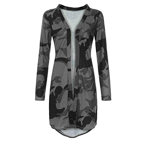 Women Camouflage Long Cardigan Ladies Long Sleeve Coat Parka Pullover Outerwear Tops Blouse Tunic Shirts - Thumbnail 6