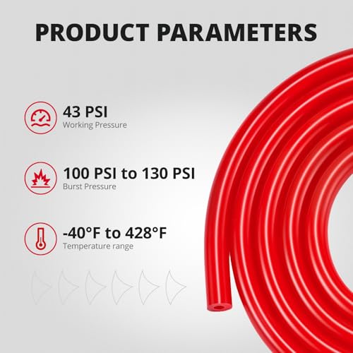Image of EVIL ENERGY 5 /32 1 /4 5 /16 3 /8 Silicone Vacuum Tubing Hose Line Kit 5FT 4PCS 130PSI Max Pressure Red (4mm 6mm 8mm 10mm)