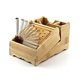 Handmade Bamboo Cigarette Case,New Upgrade,Automatic Bounce Cigarette Case,Desktop Cigarette Box,Press-Type Cigarette Case Box,Can Hold 16 Regular Size Cigarettes, Very Suitable As a Gift