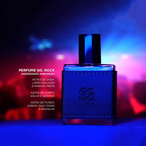 Perfume GO Rock, EDP, amadeirado ambarado, 50ml