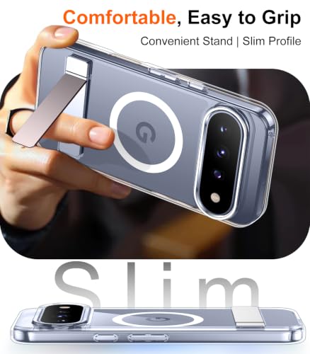 Image of Designed for Google Pixel 11 Case 2026, [Built-in Invisible Kickstand][Compatible with MagSafe][Military Grade Shockproof] Slim Thin Phone Case-Clear