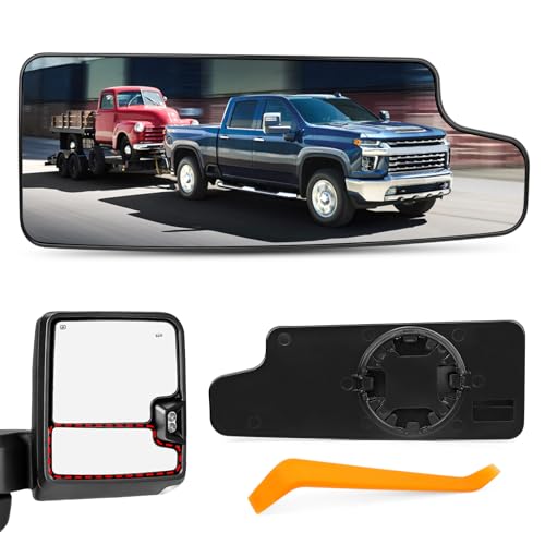 TOP-MAX Passenger Right Side Towing Mirror Glass Replacement Fit for 2019 2020 2021 2022 2023 2024 2025 Chevy Silverado GMC Sierra 1500 2500 HD 3500 HD, Convex Lower Mirror Non-Heated with Back Plate