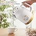 QUAXWELL Retro Electric Kettle, 1.7L 304 Stainless Steel Tea Kettle with Temperature Gauge, 1500W Fast Boiling Water Boiler,Auto Shut-Off & Boil-Dry Protection, BPA-Free, Matte White and Gold