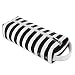 JFT Zipper Pencil Case Kawaii Colored Black and White Cute Stripe Pen Bag with Hanging, Use as Travel Accessories Organizer Pouch Bags for Women Girls