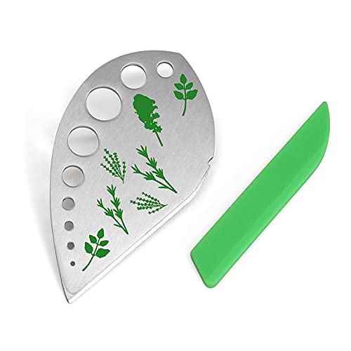 Herb Stripper, Jiaedge Green 9 Holes Stainless Steel Kitchen Herbs Leaf Stripping Tool, Metal Herb Peeler For Kale, Collard Greens, Thyme, Basil, Rosemary Stripper #TOP4