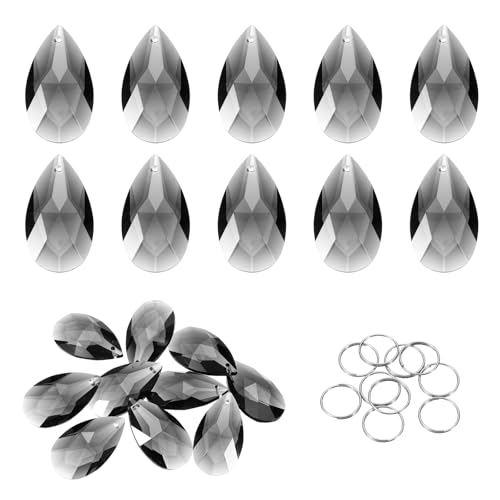 uxcell 10Pcs Teardrop Crystal Beads 38mm K9 Glass Clear Black by uxcell - Used condition - US$9.42
