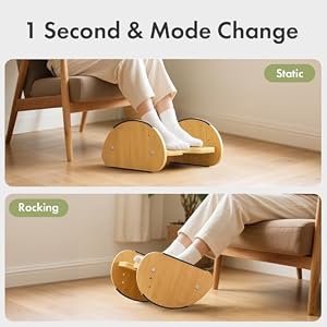 Amazer Bamboo Foot Rest for Under Desk at Work, 2-in-1 Reversible Rocking Footrest Adjustable Foot Stool, Ergonomic Footrest for Under Gaming Desk, Feet Support Leg Footstools for Home Office — photo 2 of 6