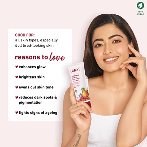 Plum Saffron & Papaya Glow & Brightening Face Wash | With Vitamin B5 | Boosts Glow, Brightens Skin | Non-Drying, Gel-Based | All Skin Types | Glow Bright Face Wash For Women & Men | Sulphate-Free | 100% Vegan | 100 ml - Image 3