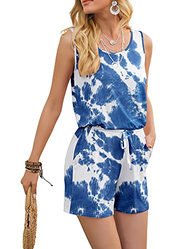 Image of DouBCQ Womens Summer Casual Sleeveless Loose Jumpsuits Romper with Pockets