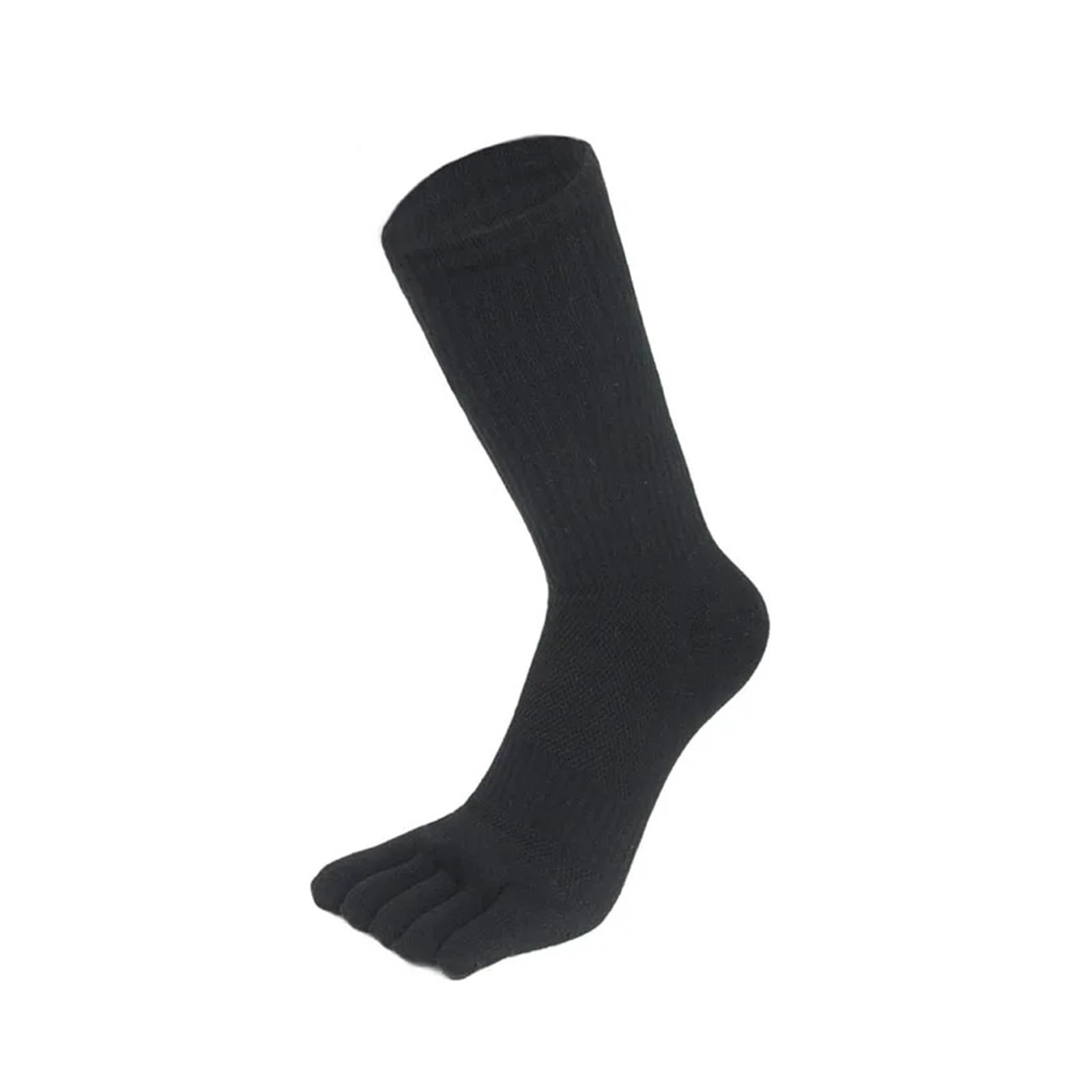 Calzini a cinque dita 5 paia di calzini lunghi da uomo a compressione in punta di cotone tinta unita a metà polpaccio mesh traspirante che assorbe il sudore calzini sportivi a cinque dita uomo(5 pairs
