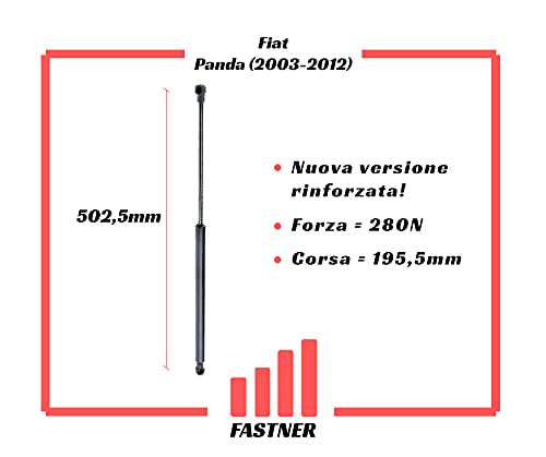 Compatibile con Fiat Coppia Ammortizzatori Molle a Gas Pistoni Pistoncini Portellone Bagagli Posteriori Panda (2003-2012) 46827091 46784590 6895009111 6895059066 6895009110 6895059065