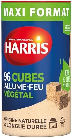 Harris - 96 Cubes Allume feu - 100% végétal - Maxi Format Cylindr...