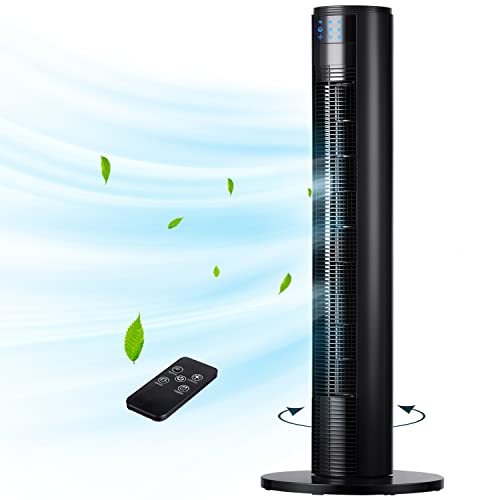 Uthfy Tower Fan With Remote Control, Oscillating Bladeless Fan, 35 Inches, Quiet With 3 Speeds, 3 Modes,7H Timer, Standing Floor Fans For Bedroom Whole Room Home Office, Black (Atf-011L-1) #TOP16