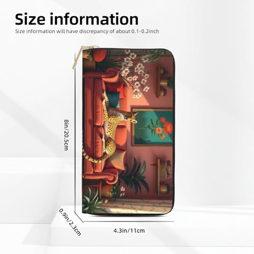 Retro Orange Cheetah Print Wallet Women, Leather Bifold Multi Card Wallet, Long Purse Women's Wallets2