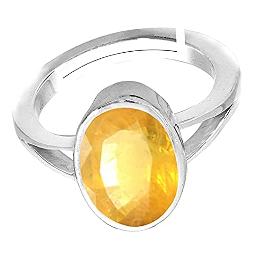 Bague saphir jaune et argent ajustable, bijou quotidien unisexe - 2