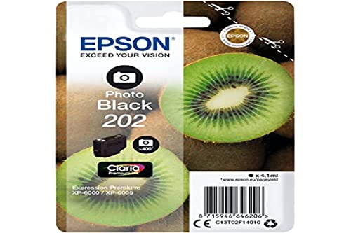 Epson 202-4.1 ML - Photo Noire - Originale - Emballage Coque avec Alarme radioélectrique/Acoustique - Cartouche d'encre - pour Expression Premium XP-6000, XP-6005