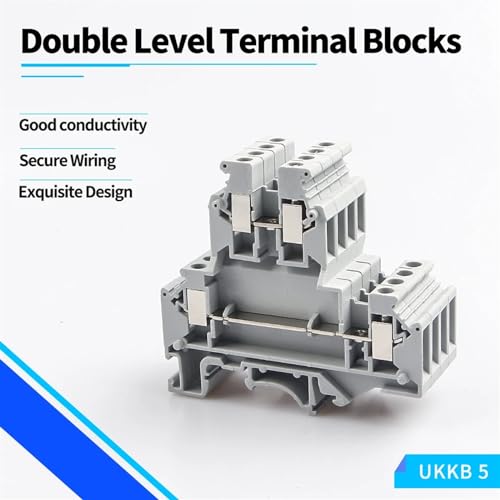 Bornier sur Rail Din UKKB-5 à vis double couche pour câblage électrique - 6