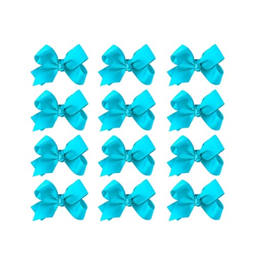 Image of Small Solid Bow for Girls - Set of 12 (Blue)